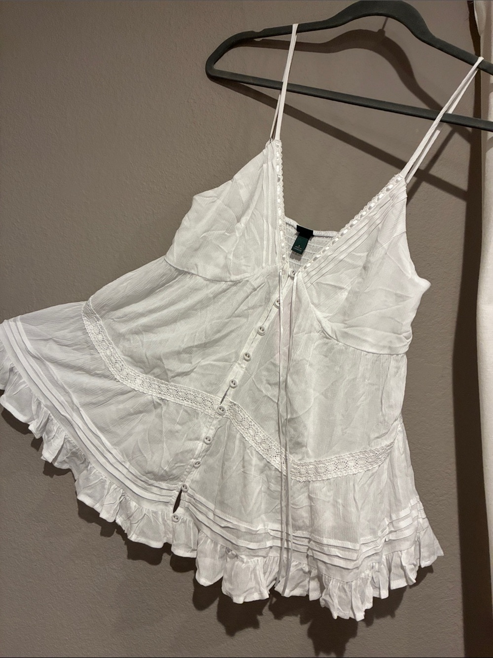 wild fable White Lace-Trim Chemise Tank